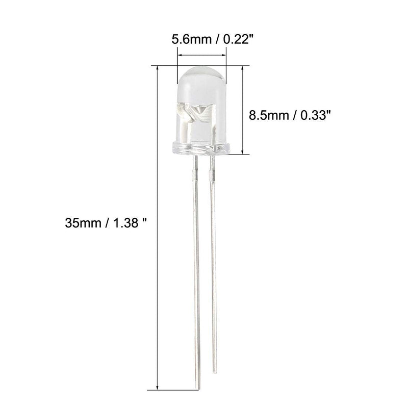 uxcell 100pcs 5mm 940nm Infrared Emitter Diode DC1.2-1.3V LED IR Emitter Light Emitting Diodes Clear Round Head