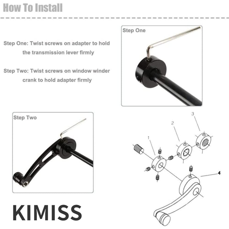 KIMISS Window Crank Handle Winder,2pcs Alloy Window Handle Riser Winder Crank Fit for Classic Car(Black) Black