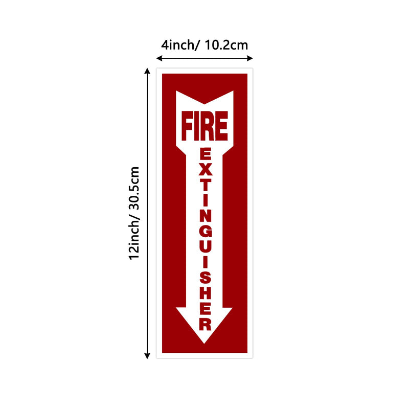 Fire Extinguisher Signs,Safety Sign Sticker glow in the dark 12 Pack 4" X 12" Durable Self Adhesive, Waterproof and UV Protected,for Home, Office or Boat