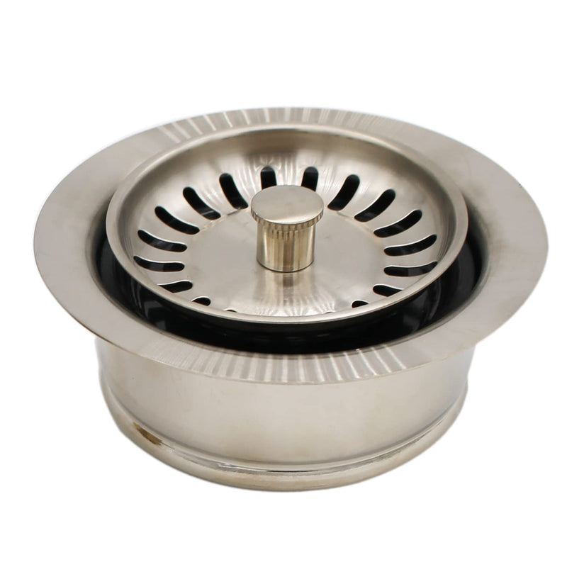 Westbrass CO2165S-20 COMBO PACK 3-1/2" Post Style Large Kitchen Sink Basket Strainer and Waste Disposal Drain Flange with Basket Strainer, Stainless Steel