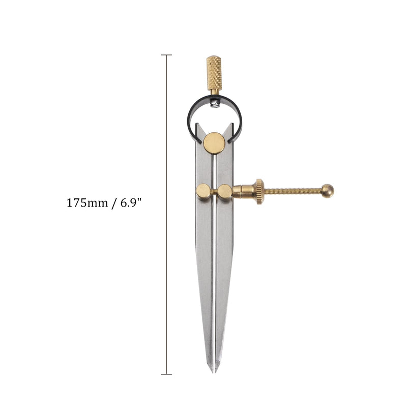 Spring Joint Caliper - [5 Inch] Carbon Steel Spring Divider Caliper with Brass Fulcrum for Metalworking Drawing Use, Flat Leg 5 Inch