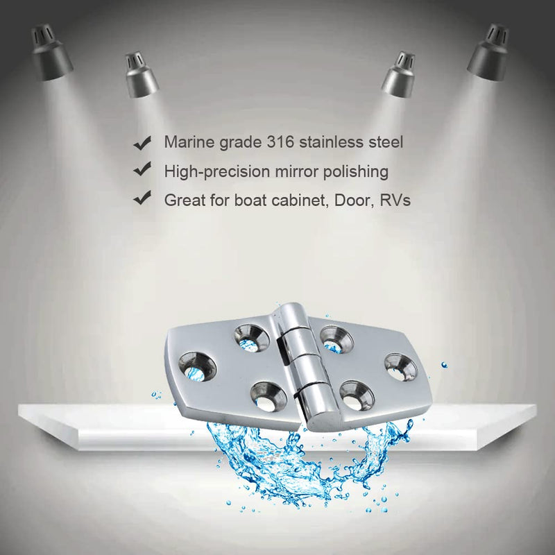 Marine Boat Hinges 316 Stainless Steel Door Hinge Heavy Duty Deck Cabinet Hinges of 4 Pcs (3x1.5 inch) 3x1.5 inch