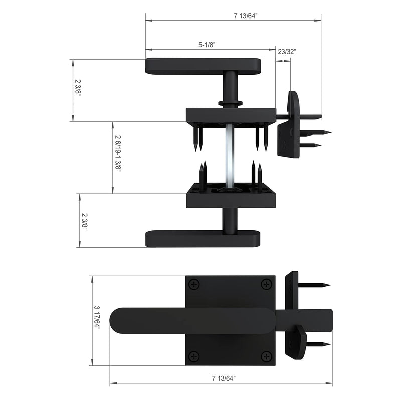 JUBEST Double Side Gate Latch, Heavy Duty Swinging Door Latch Gate Hardware for Left Inswing Outdoor Fence, Wooden Gates, Pool Gate, Backyard, Garden GL01