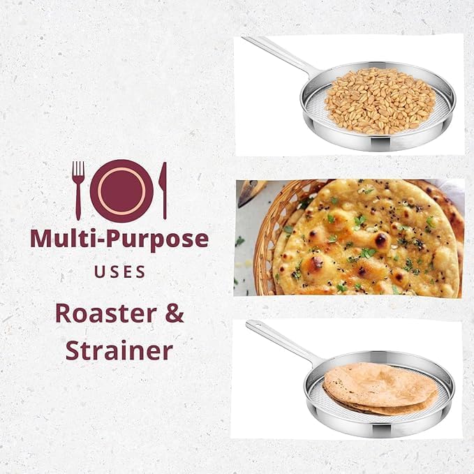 Stainless Steel Roti Grill Roaster with Handle for Gas Stove, Papad Jali Mesh Pan, Multi-Purpose Roasting Tawa for Roti, Phulka, Vegetables