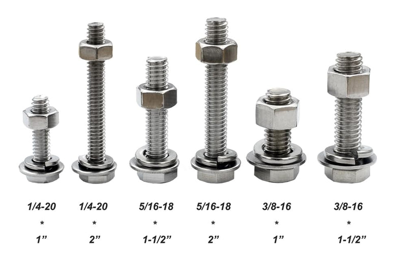 DGOL 20 Sets 1/4-20 x 1 inch Flat Head Hex Bolt Nuts Flat and Lock Washers Kit All Made of 304 Stainless Steel 1/4-20 * 1"
