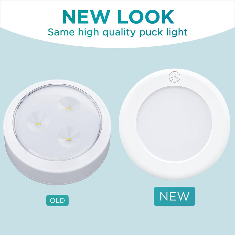 Brilliant Evolution Wireless LED Puck Lights with Remote Control - Battery Operated Lights and Warm Light Under Cabinet, Closet, or Kitchen - Stick On Lights, Under Counter Lighting - Pack of 3, White