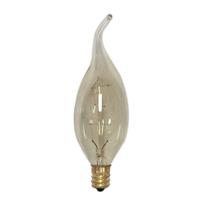 Royal Designs Vintage Style Golden Smoke Flame Incandescent Light Bulbs, E12 Candelabra Brass Base, 130V, 25 Watts, Set of 6