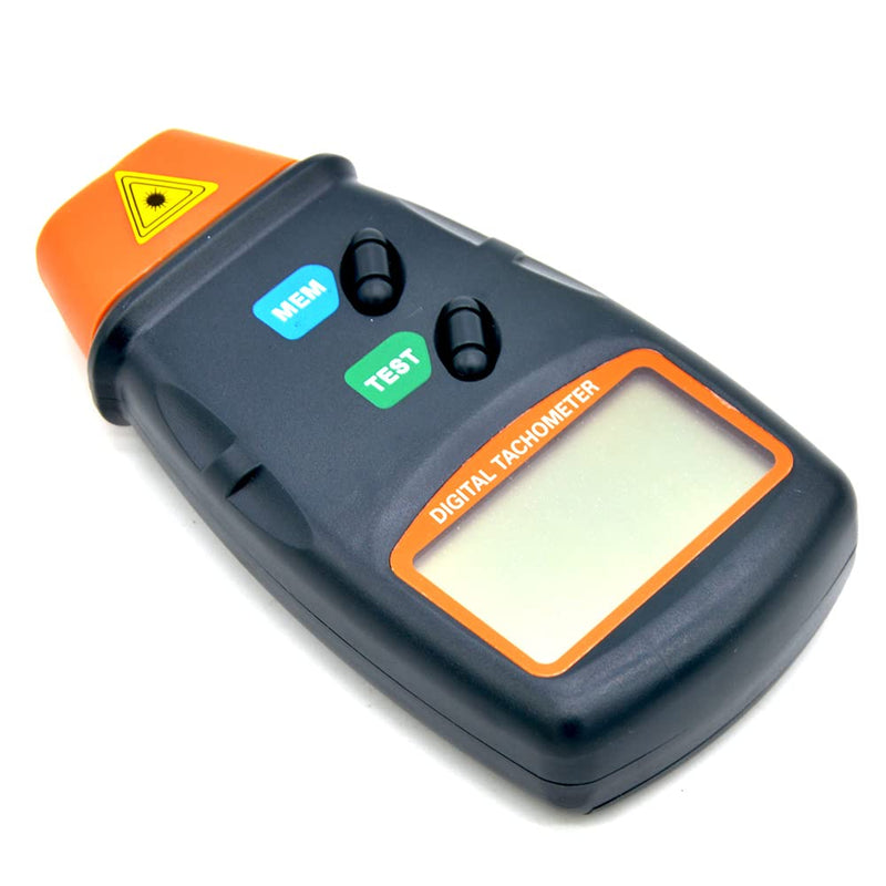 Digital Tachometer, Non Contact Laser Photo Tach 2.5-99999 RPM Rotation Speed Meter Gauge Measurement with Reflective Tape (9V Battery Included)