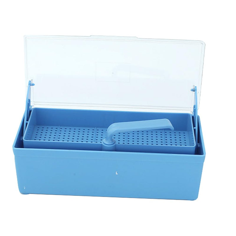Medical Instrument Sterilizer Box Plastic Tools Cold Sterilization Tray Storage Organizer for Dental, Medical Tool, Tatoo, Nail. (Blue) Blue