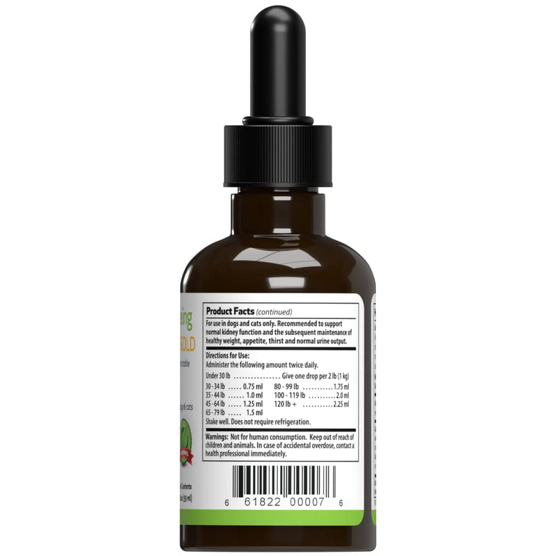 Pet Wellbeing Kidney Support Gold for Dogs - Natural Support for Kidney Problems with Canines - 2oz (59ml) - PawsPlanet Australia