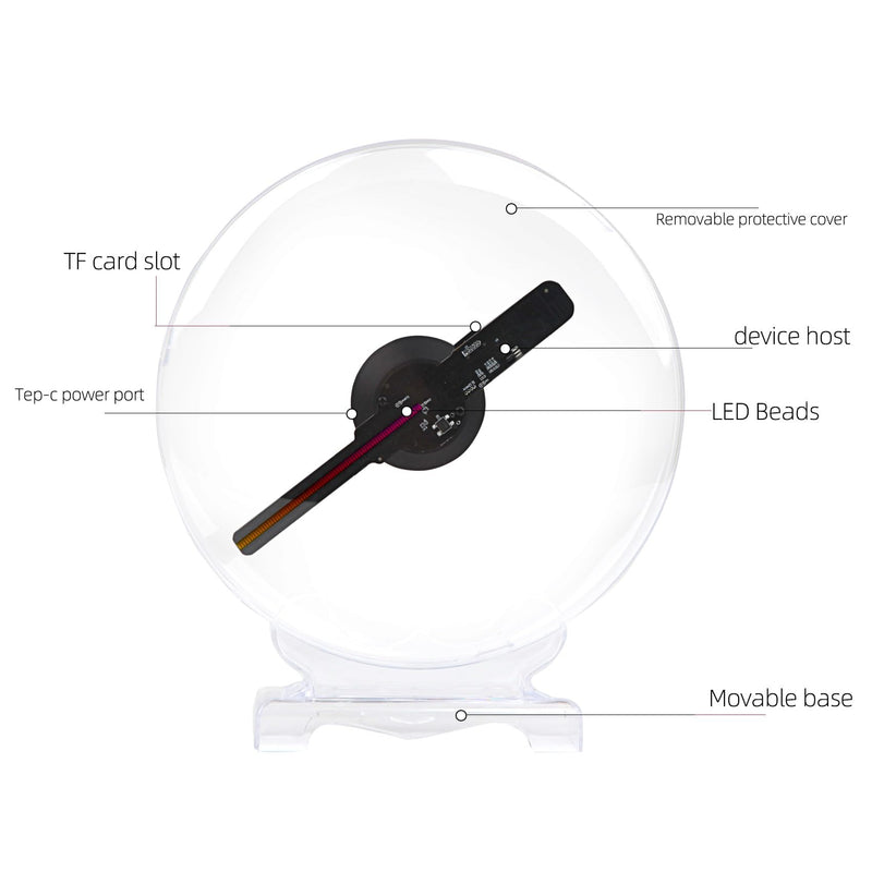 Missyou 3D HologramFan,7.9" 3D Hologramfan Projector Holographic Christmas Tree Advertising Display with Cover, Video Library and Remote and Speaker for Business Store Signs,Bar,Casino,Party 7.9 Inches (WiFi+Remote+Bluetooth+APP+Cover） transparent