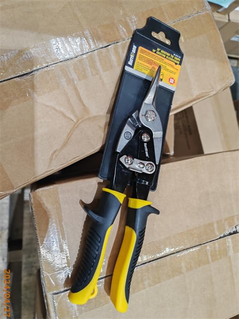 HURRICANE 10 Inch Aviation Tin Snips, Heavy Duty Metal Cutter Shears for Cutting Sheet Metal, Straight Cut, Chrome Vanadium Steel 10 Inch Regular Straight Cut