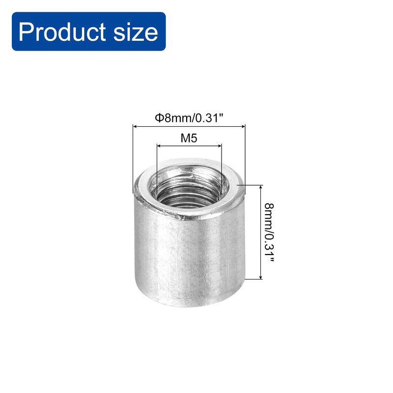 uxcell Round Weld Nuts, M5 x 8mm x 8mm Weld On Bung Female Nut Threaded - 201 Stainless Steel Insert Weldable 10pcs