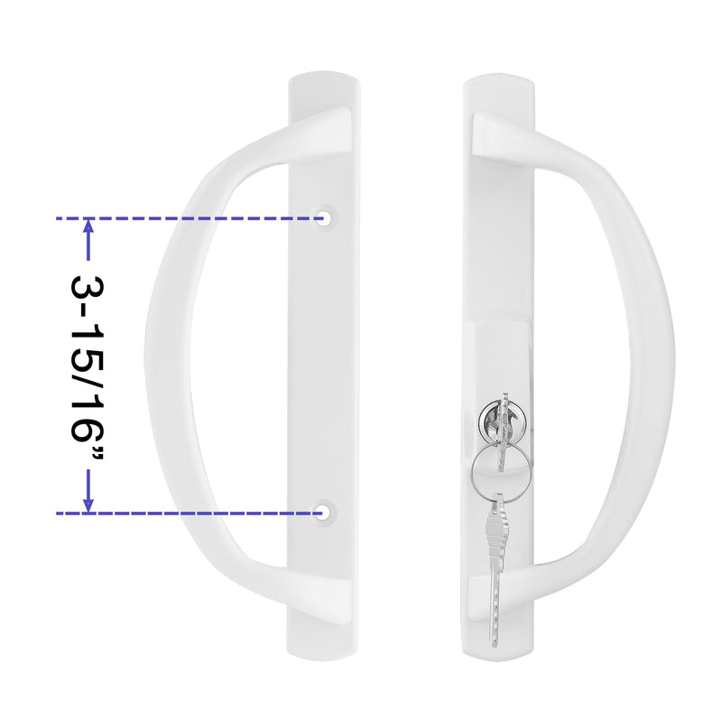 Offset Position Sliding Patio Door Handleset with Mortise Lock - 3-15/16" H.C., 45° Keyway, Fits 1-3/8" to 2" Thick Doors, Non-Handed (Keyed with Latch Lock+Keeper) Keyed With Latch Lock+Keeper