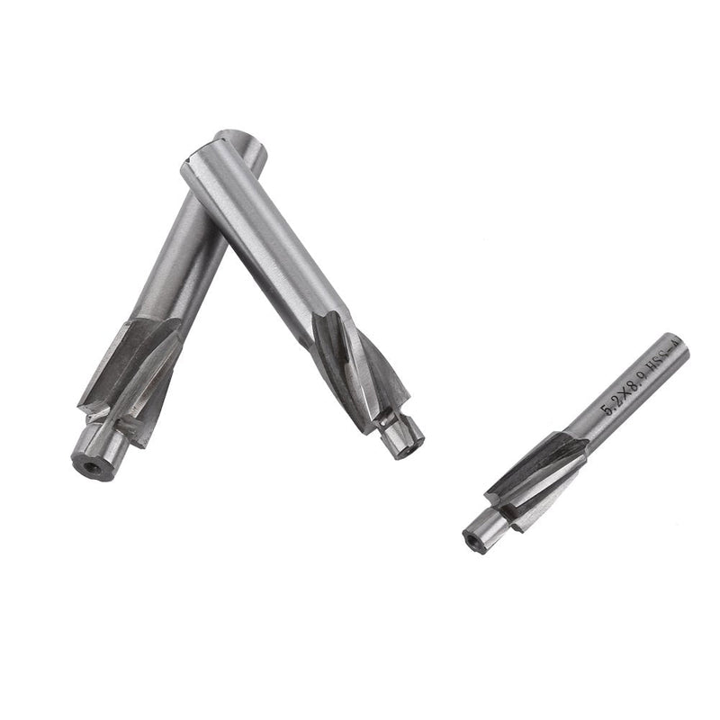 5pcs Counterbore Drill Bits Set, 4 Flutes Straight End Mill Cutter HSS Countersink Slot End Mill Cutter M3-M8 for Copper Aluminum Cast Iron
