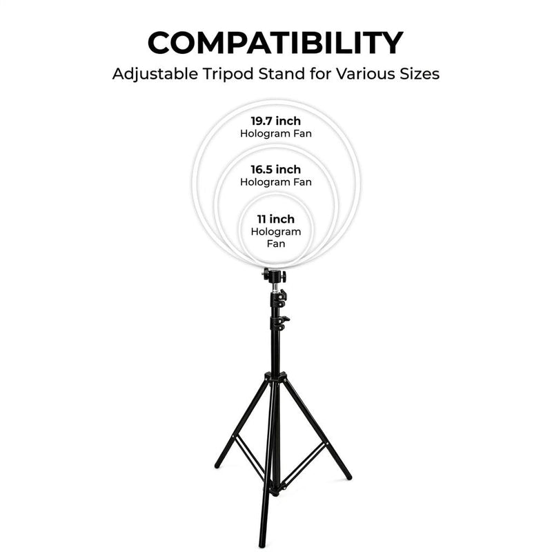 3D Hologram Fan Metal Desktop Stand, Heavy-Duty All-Metal Base & Frame with Non-Slip Pads, Stable Display Holder for 16.9 Inch or Smaller Hologram Fans, Retail & Exhibition Use