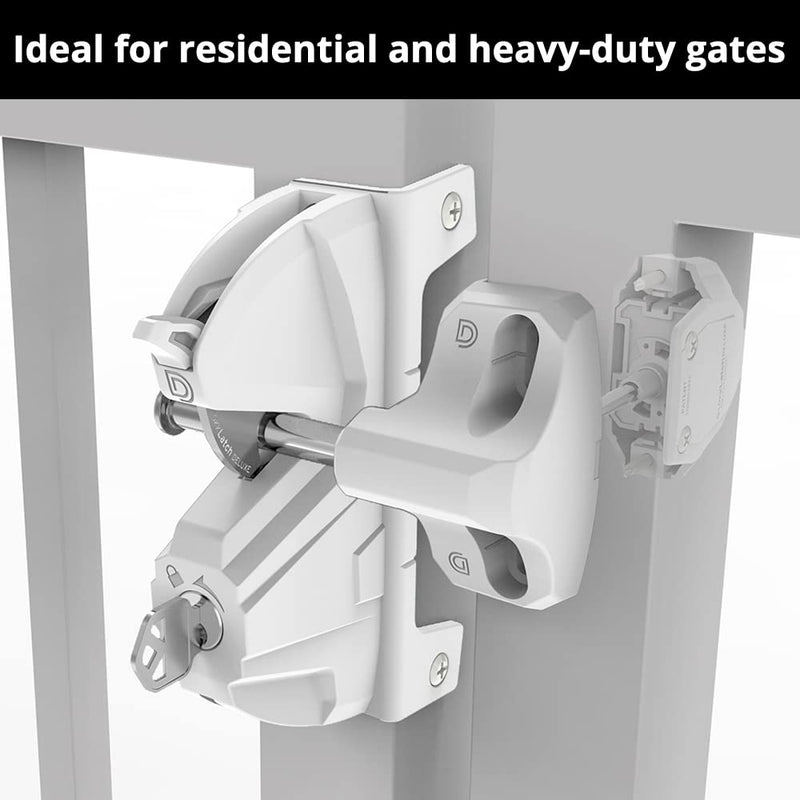 D&D LLD3KDWT LokkLatch Deluxe Gate Latch Lockable Both Sides of Gate White