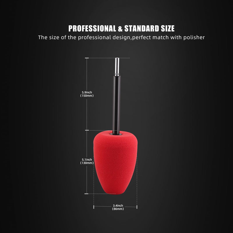 SPTA Metal Polishing Tool, Auto Cylindrical Metal Polish Buffing Polishing Ball, Drill Buffing Sponge Pads Buffing Wheel for Drill Foam, Sponge Buffing for Automotive Car Wheel Hub Care Red Cylindrical Polishing Ball