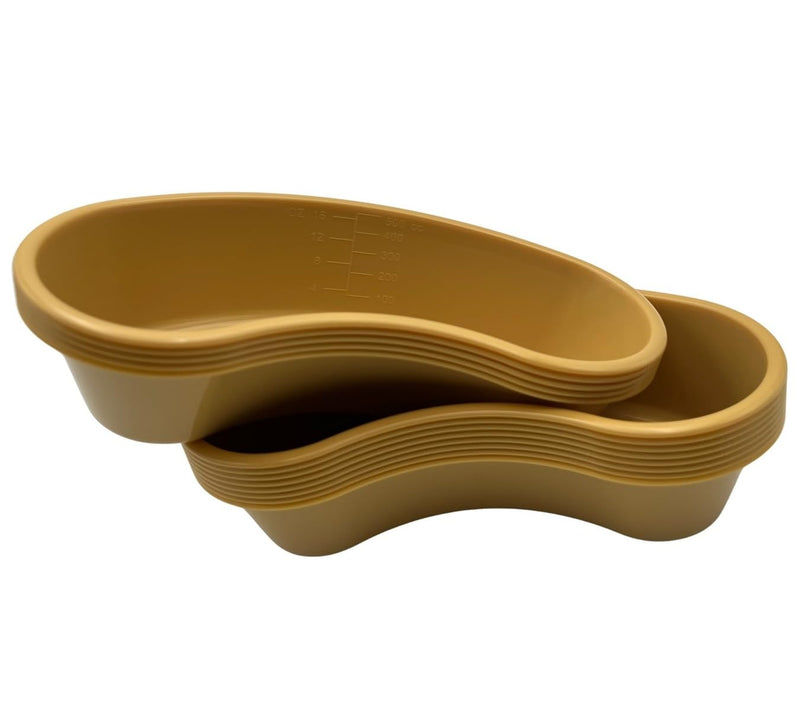 Garduated 500 ml Kidney Shaped Plastic Emesis Basins, Gold (Pack of 12)