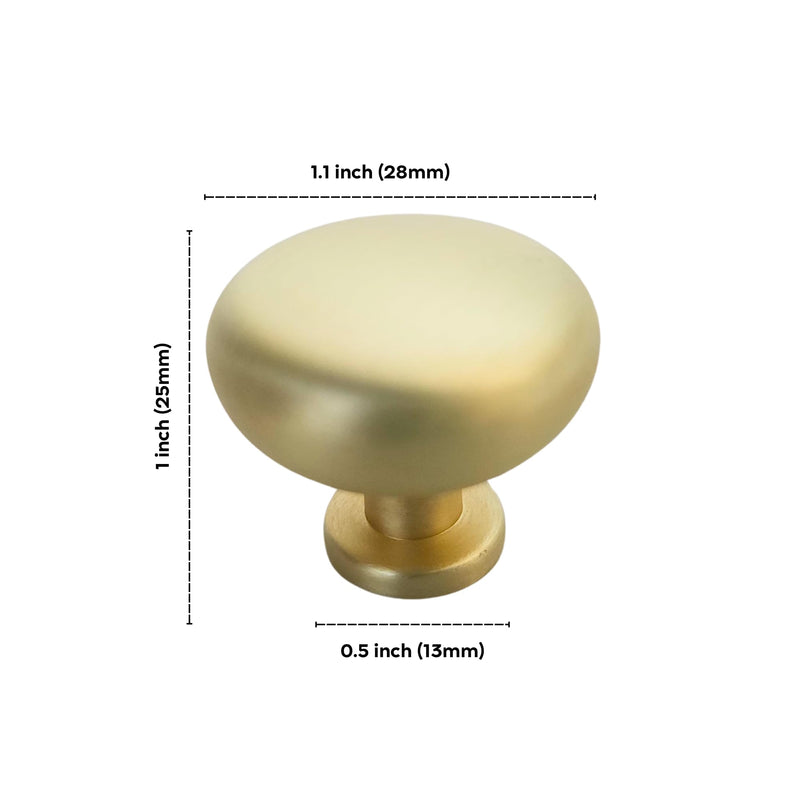 CAYBO 10 Pack Brushed Brass Round Cabinet Knobs 1.13 inch / 28.6mm (Diameter) for Kitchen Cupboard,Bathroom Dresser. Cabinet Hardware Knobs Made from Durable Zinc Alloy 10 Pack 1.13"/28.6mm