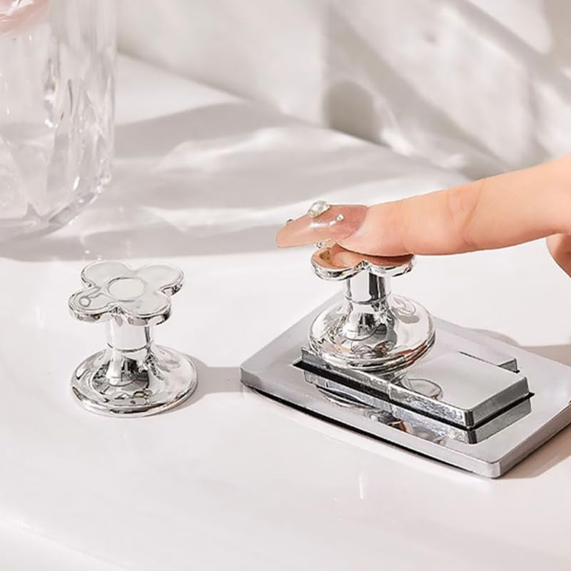 Mikikit 2pcs Toilet Button Pusher Flower Shape Flush Button for Toilet Water Tank Easy Installation Bathroom Accessory