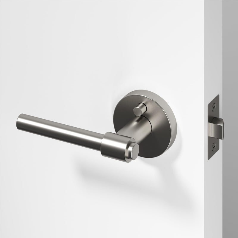 Okun Zen 1-Pack Brushed Nickel Privacy Door Levers – Push Button Lock, Reversible, Sleek Concealed-Mount Design for Bedroom & Bathroom 1 Pack