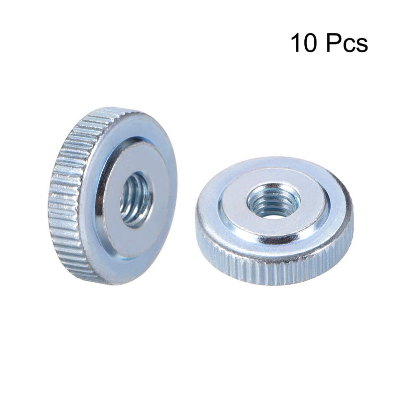 uxcell Round Knurled Thumb Nuts Conector Lock Adjusting Nuts, M6 Female Threaded Thin Type, Blue Zinc Plating, Pack of 10