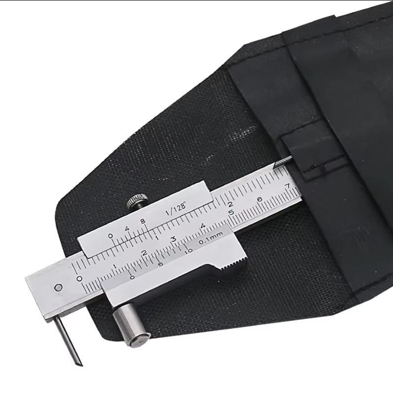 Metal Scribe Calipers, 0-8 inch Carbide Parallel Crossed Vernier Caliper, Easy to Read Marking Gauge with 2 Carbide Needle and Storage Pouch, Marking Tool for Most Materials Scribing