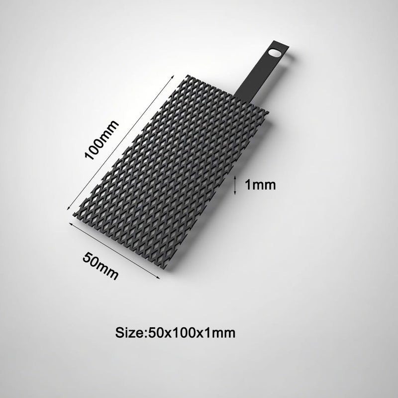 Titanium Anode MMO|Dsa Electrode Ru-Ir/Ti Coated for Electrolysis,Sodium Hypochlorite Generator,Electroplating Jewelry Plating Titanium Mesh& Water Treatment |Acid/Alkali Resistant 100x50x1mm