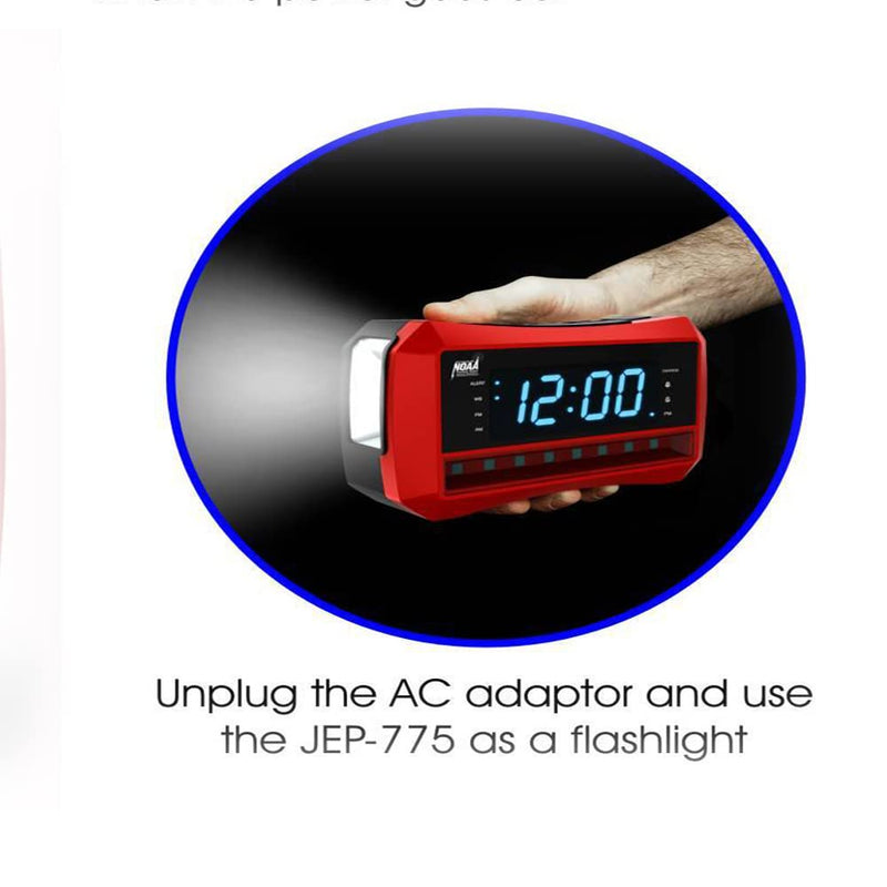 Digital AM/FM Weather Band Alarm Clock Radio with NOAA Weather Alert, Emergency Light and Built-in Flashlight