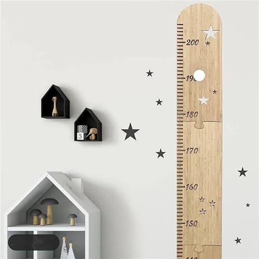 Luottus Wooden Height Meter, Star, Height Scale for Children and Adults, Seal, Children's Growth Record, Wall Ruler, Entrance, Kindergarten, Nursery, Scandinavian Interior, Stylish, Assembly, Measuring Range 0-200 cm - NewNest Australia