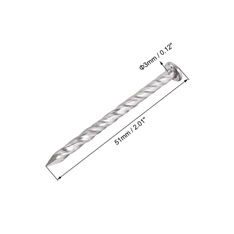 uxcell Spiral Deck Nails Stainless Steel Nail Spiral Shank 51mmx3mm(LxD), 80 Pcs