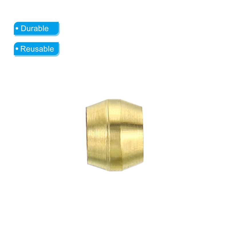 PATIKIL 4mm Tube OD Brass Compression Sleeves Ferrules, 25 Pack Brass Ferrule Fitting Brass Compression Fitting Assortment Kit for Air Water Gas Pipe