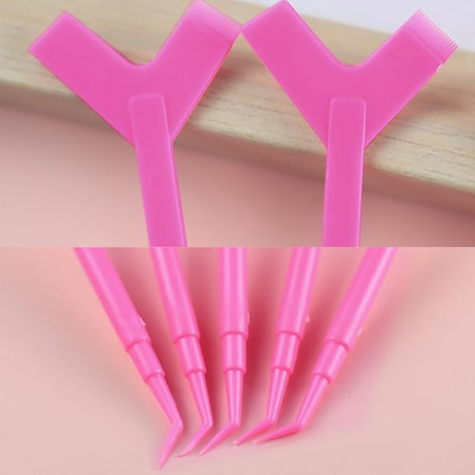 LOYELEY Eyelash Perm Self Eyelash Perm Kit 2 Plates 2 Sticks (Rosy) 2 Sticks (White) Eyelash Brush Eyelash Perm Y Comb Eyelash Graft Curler Comb for Makeup, Beauty Salon, Home - NewNest Australia