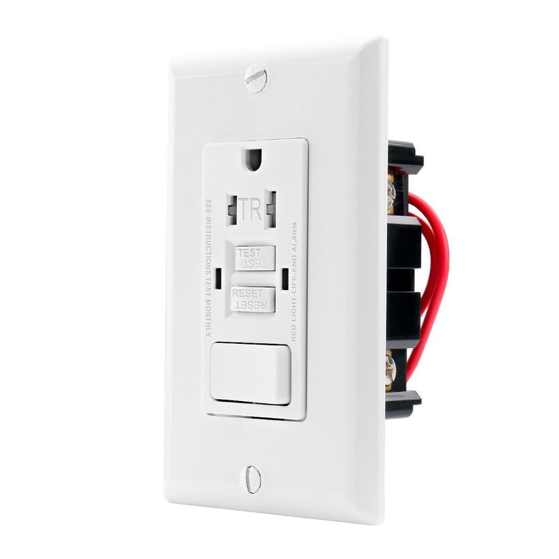 Baomain GFCI Outlet with Switch, 15A 125VAC 60Hz, Tamper Resistant GFCI Receptacle, BAA-001 ETL Listed, White (1) 1