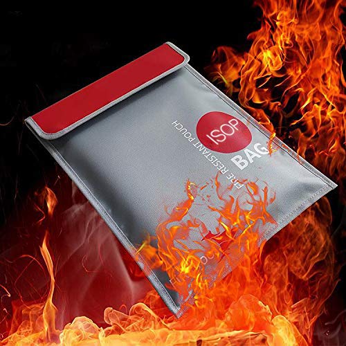 Fireproof Document Pouch 15" x 11" Money Safe - Fireproof Document Bag - Silicone Coated Fire Resistant Bag - Safe Storage for Money or Documents - Waterproof Safe for Documents