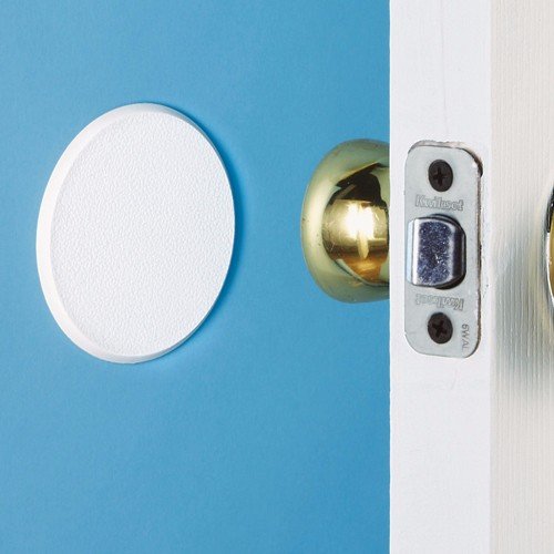 Wideskall® White Round Door Knob Wall Shield Self Adhesive Protector (3" inch Standard Size, 10.00, Count) 3" inch Standard Size