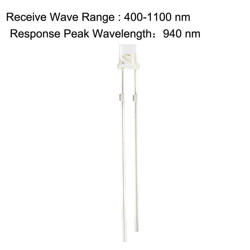 uxcell 10pcs Photosensitive Diode Photodiodes Light Sensitive Sensors,3mm Clear Flat Head Receiver Diode 1