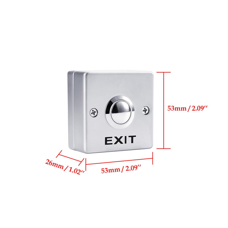 Push to Exit Button for Door Access Control System Zinc Alloy Shell NO/COM Output Square Shape 4pcs Z53 4PCS