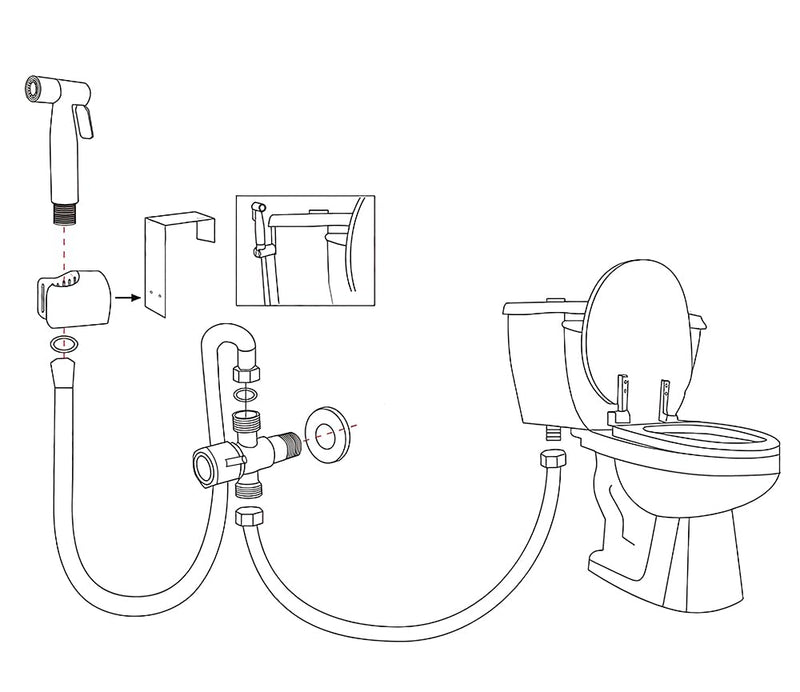 Handheld Bidet Sprayer for Toilet Kit,Stainless Steel Muslim Shower Toilet Bidet Faucets Attachment Set with T-Valve,Adjustable Water Pressure,Toilet Hose Sprayer,Cloth Diaper Spraye for Baby Wash Silver set