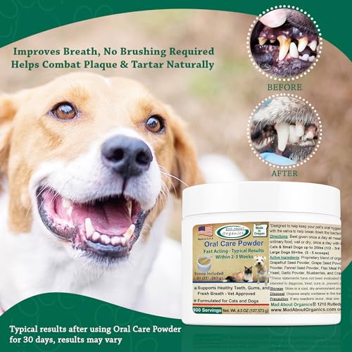 Dog Dental Care Powder – 550 Servings, Medium Size – Tartar and Plaque Remover, Pet Dental Cleaning Powder for Oral Hygiene and Fresh Breath, Teeth Cleaner and Canine Tooth Powder 2.75 Ounce (Pack of 1) - PawsPlanet Australia