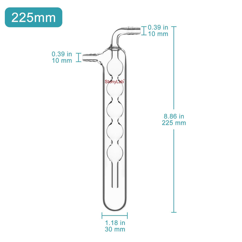 stonylab One-Piece Glass Vacuum Cold Trap Bubbler, 225 mm Length, 10 mm Serrated Hose Connection, G3.3 Borosilicate Glass, for Condensing and Capturing Volatile Gases in Lab Experiments
