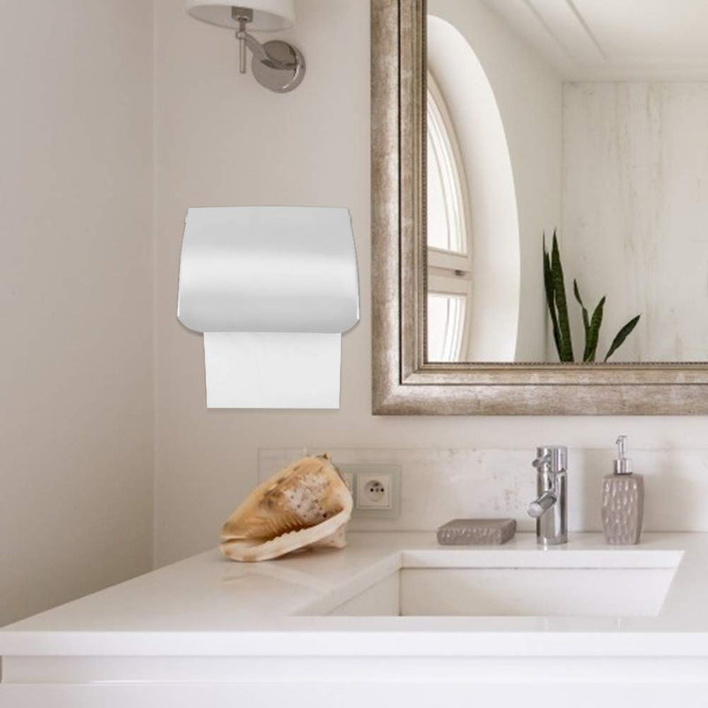 Toilet Paper Holder with Cover, Stainless Steel Tissue Roll Storage Rack Wall Mounted Toilet Paper Roll Dispenser for Bathroom Washroom