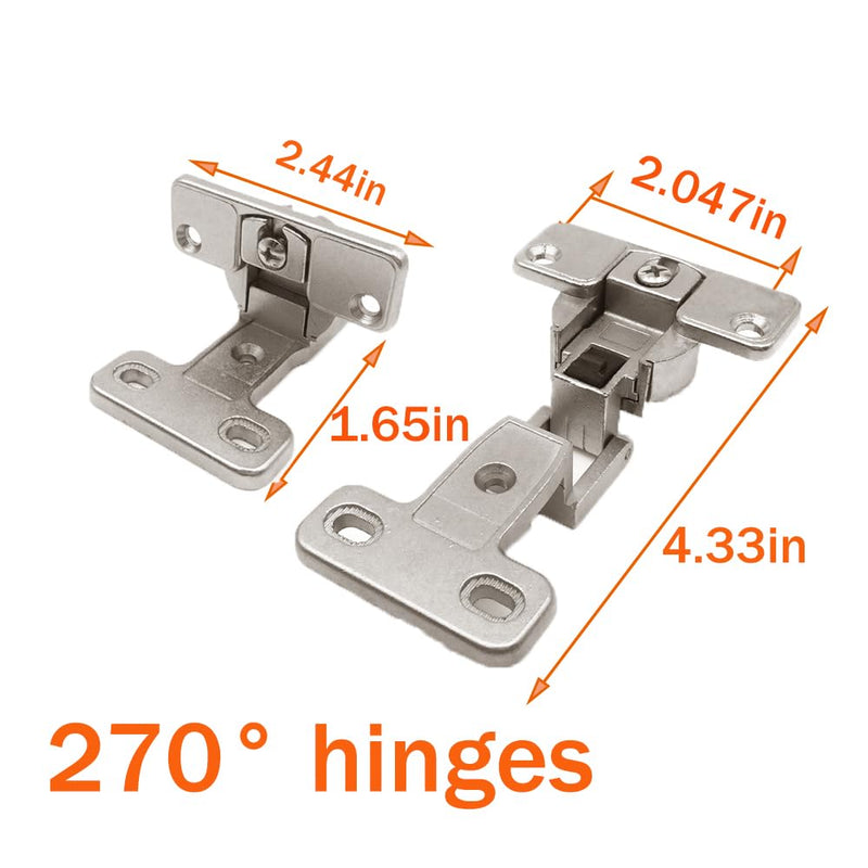 2Pcs 270 °Cabinet HingesFull Cover 3/4 Silver 270°Hinges | Corner Cabinet Large Angle Hinges, For Folding Door