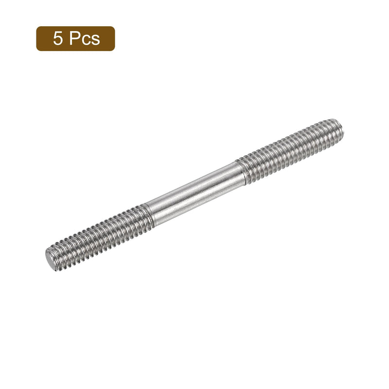 uxcell 5Pcs M6x60mm 304 Stainless Steel Double End Threaded Stud Screw Bolt for House Maintenance 5