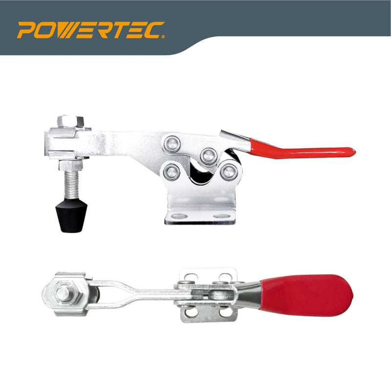 POWERTEC 71819 Quick Release Horizontal Toggle Clamp 225D (500 lb Holding Capacity) with Mounting Plate