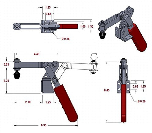 HH-20820 Horizontal Handle Toggle Clamp, 375 Lbs Holding Capacity (Cross Referenced: 317-U)