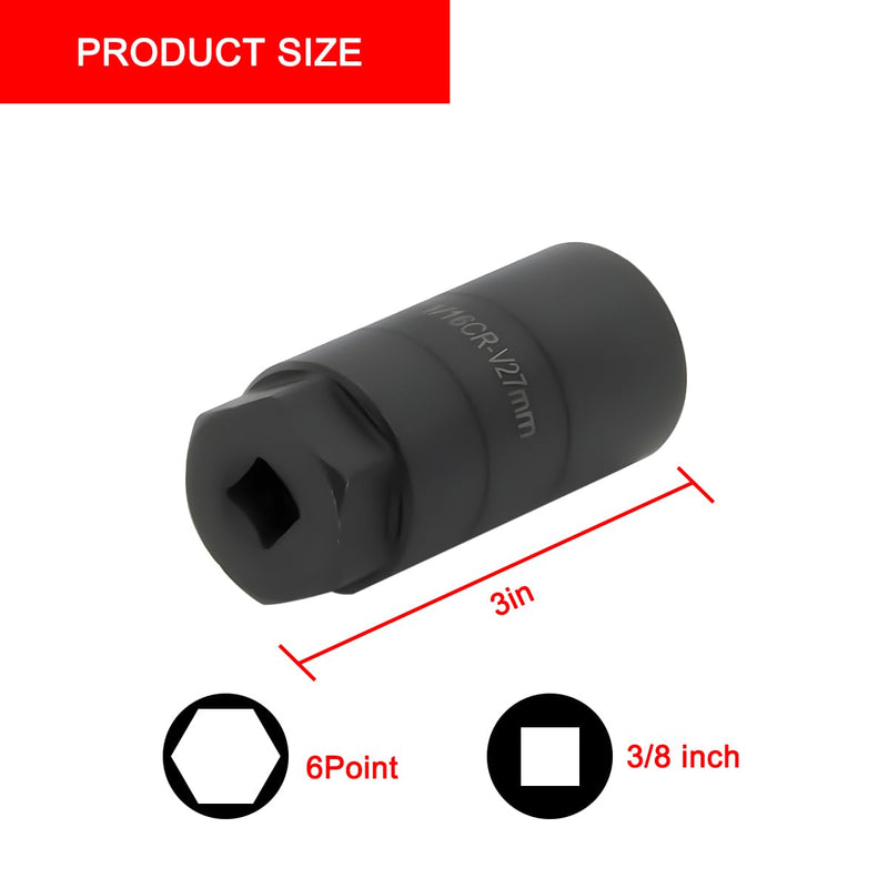 Car Oil Pressure Sensor Socket, 6 Point Automotive Professional Switch Socket Fits 3/8" Drive 1-1/8" Hex Wrench, Quick Removing Installing Oil Sending Unit, 1-1/16 Inch Universal Fit (Black) Black Universal Opening