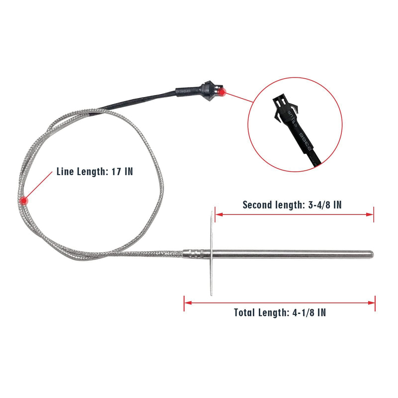 Replacement RTD Temperature Probe Sensor, Compatible with Pit Boss Pellet Grill PB1000XL-025-R00 V2, (70123-AMP)
