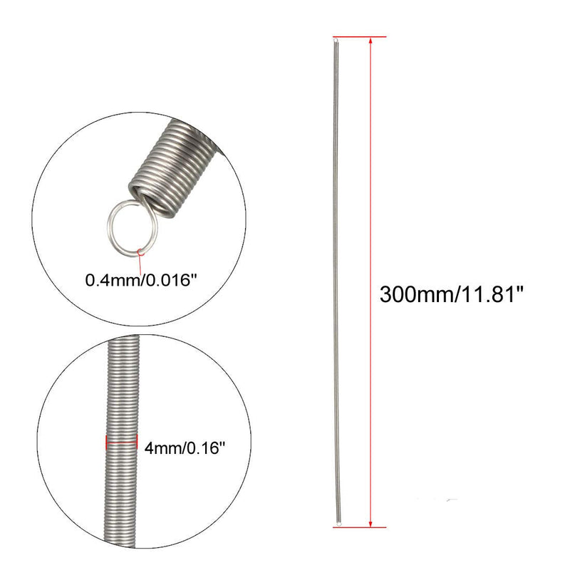 uxcell Extended Tension Spring Wire Diameter 0.016", OD 0.16", Free Length 11.81" Stainless Steel Small Dual Hook Tension Spring for Machinery Construction Industrial 0.016"x0.16"x11.81"